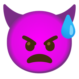 grinning face with sweat and angry face with horns