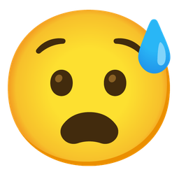 grinning face with sweat and anguished face