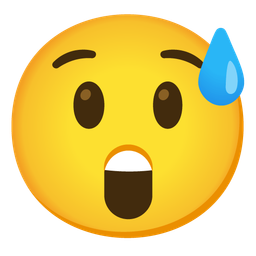 grinning face with sweat and astonished face