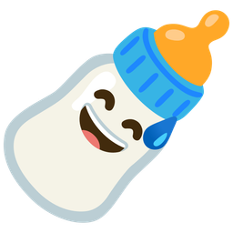 grinning face with sweat and baby bottle