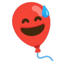 grinning face with sweat and balloon