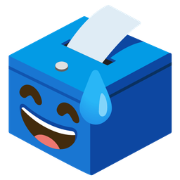 grinning face with sweat and ballot box with ballot