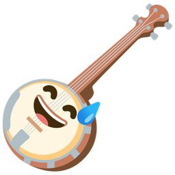 grinning face with sweat and banjo