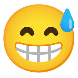 Grinning face with sweat and Beaming face with smiling eyes