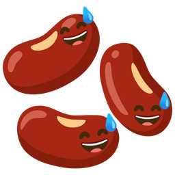 grinning face with sweat and beans