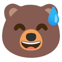 grinning face with sweat and bear