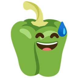 grinning face with sweat and bell pepper