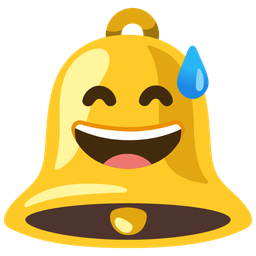 grinning face with sweat and bell