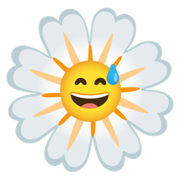 grinning face with sweat and blossom