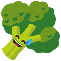 grinning face with sweat and broccoli