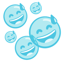 grinning face with sweat and bubbles