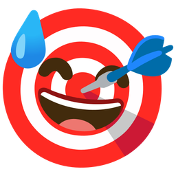 grinning face with sweat and bullseye