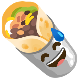 grinning face with sweat and burrito