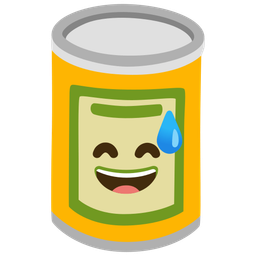 grinning face with sweat and canned food