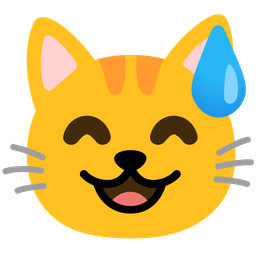 grinning face with sweat and cat face