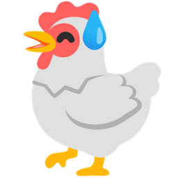grinning face with sweat and chicken