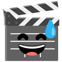 grinning face with sweat and clapper board