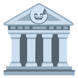 grinning face with sweat and classical building