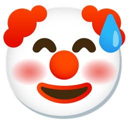 grinning face with sweat and clown face