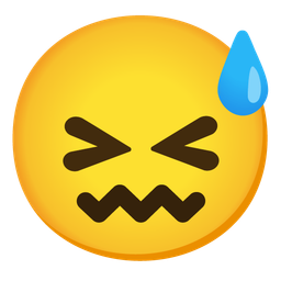 grinning face with sweat and confounded face