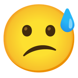 grinning face with sweat and confused face