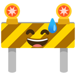 grinning face with sweat and construction