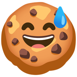 grinning face with sweat and cookie