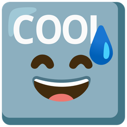grinning face with sweat and COOL button