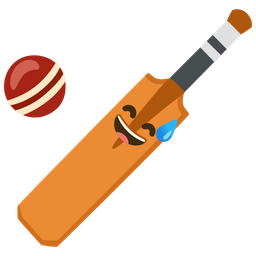 grinning face with sweat and cricket game