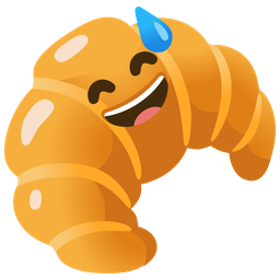 grinning face with sweat and croissant