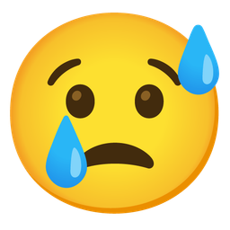 grinning face with sweat and crying face