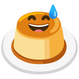 grinning face with sweat and custard