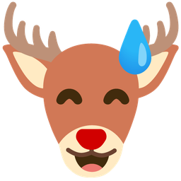 grinning face with sweat and deer