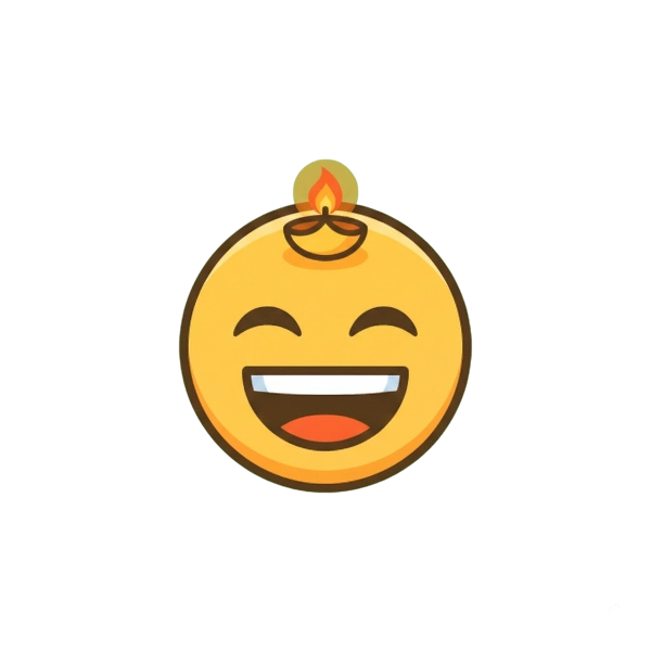 Grinning face with sweat and Diya lamp