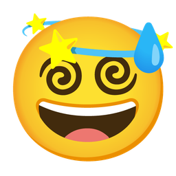 grinning face with sweat and dizzy