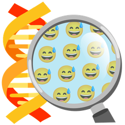 grinning face with sweat and dna