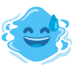 grinning face with sweat and droplet