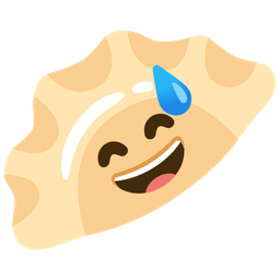 grinning face with sweat and dumpling