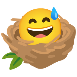 grinning face with sweat and empty nest