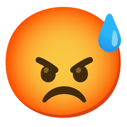 grinning face with sweat and enraged face