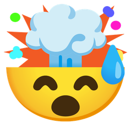 grinning face with sweat and exploding head