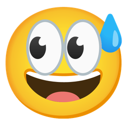 grinning face with sweat and eyes