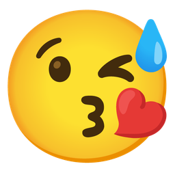 Grinning face with sweat and Face blowing a kiss