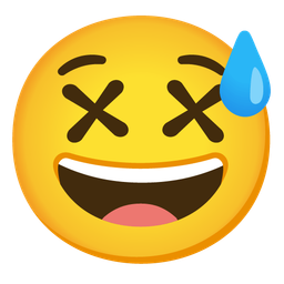 grinning face with sweat and face with crossed-out eyes