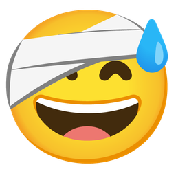 grinning face with sweat and face with head-bandage