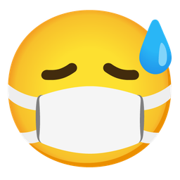 grinning face with sweat and face with medical mask