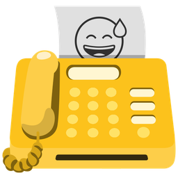 grinning face with sweat and fax machine