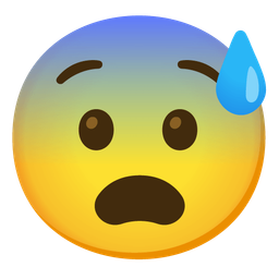 grinning face with sweat and fearful face
