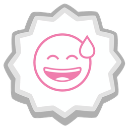 grinning face with sweat and fish cake with swirl