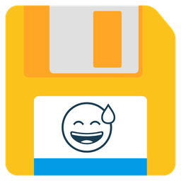 grinning face with sweat and floppy disk